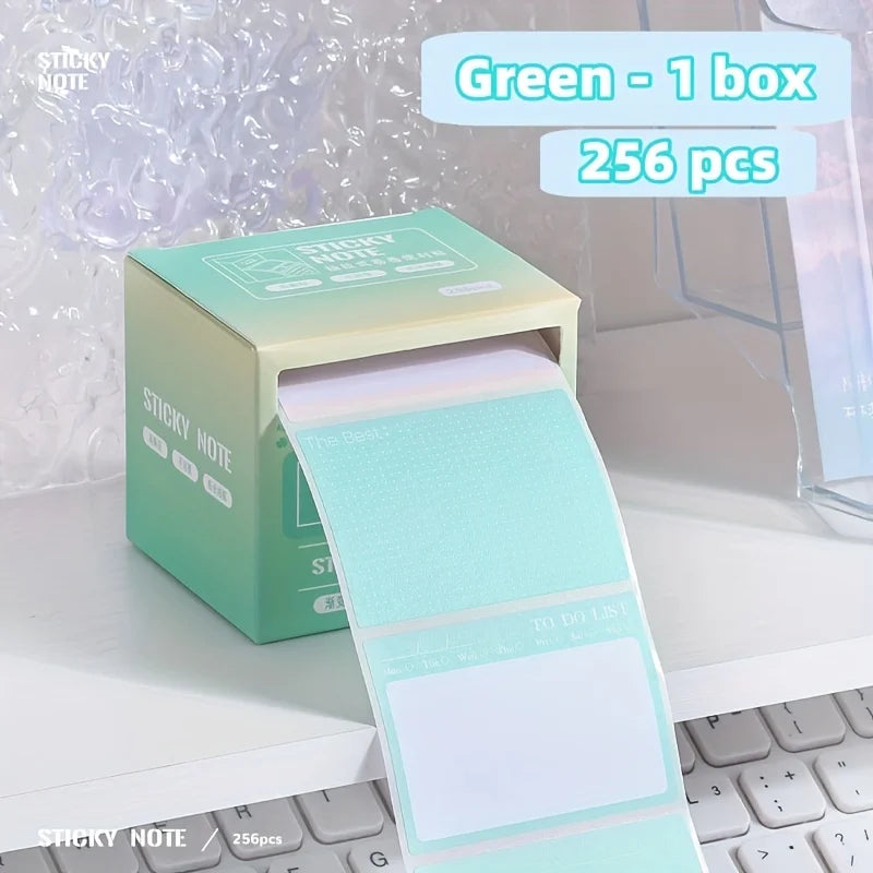 256pcs/Box Pull-out Sticky Notes | Full Adhesive Tear-off Stickers in 8 Formats, Perfect for Office, Students Student Stationery