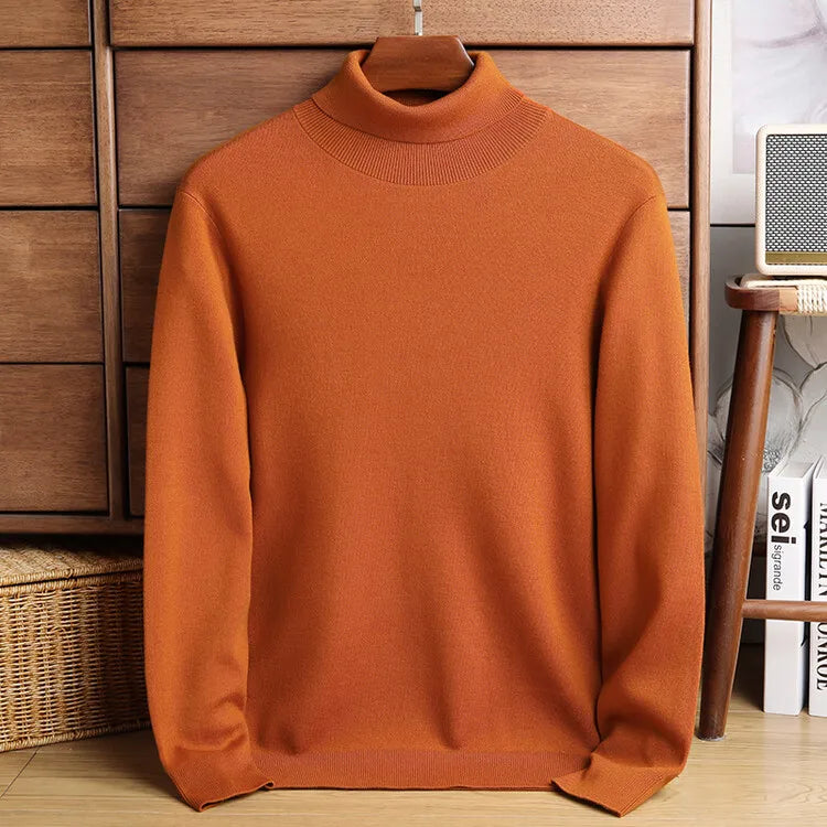 Men's Cashmere Blend Turtleneck, 480g 4A Anti-Pilling, Heavyweight Warm, Multi-Color WOOL
