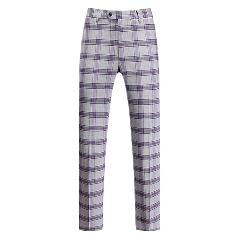2026 New Men's Striped Suit Pants, Fashion Slim Trousers, Wedding Party Dress Pant Men Red Gray Purple Pantalones Hombre M-6XL