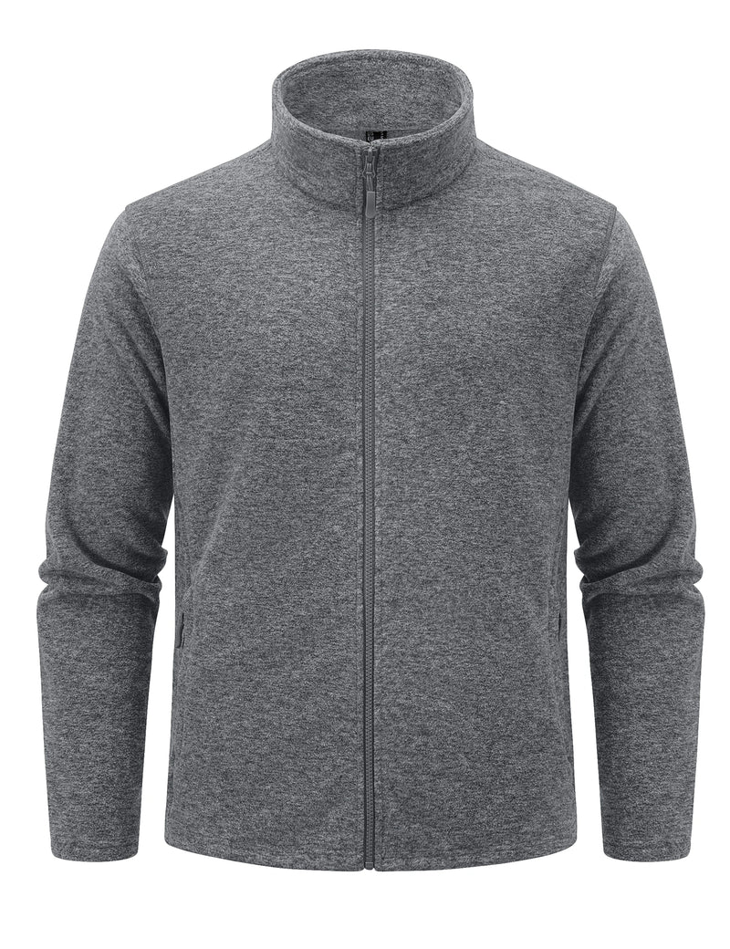 TACVASEN Lightweight Fleece Stand Collar Jackets Mens Spring Casual Full Zip Jacket Outdoor Sportswear With Pockets Outwear Tops