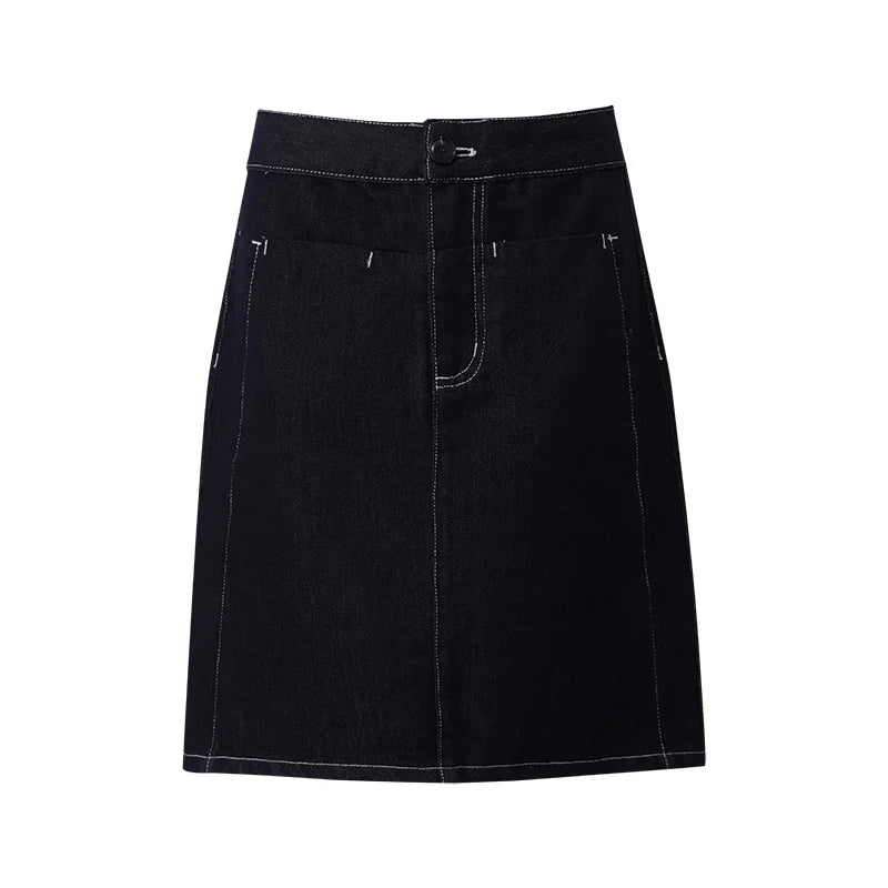 សំពត់ Denim របស់ស្ត្រី Amii ឆ្នាំ ២០២៦ រដូវក្តៅថ្មី សំពត់កប្បាសបែប Vintage A-Line ដែលអាចបត់បែនបាន មានហោប៉ៅ សំពត់ Jean ខ្លីធម្មតាសម្រាប់ស្ត្រី 12642093
