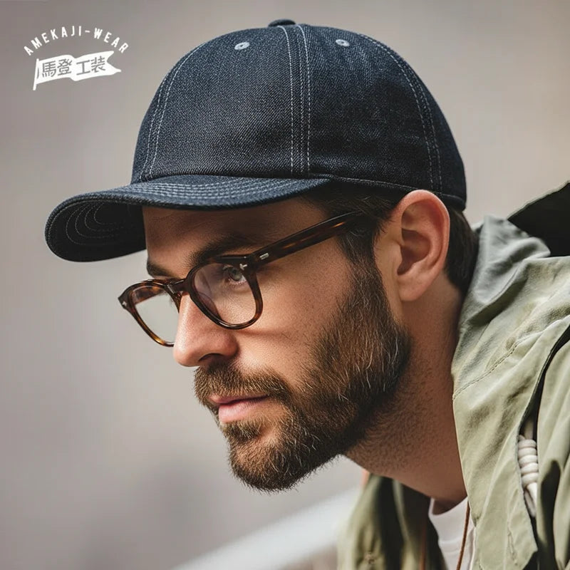 មួក Maden Oversize Denim Golf Caps សម្រាប់បុរស មួក Newsboy ធម្មតា មួក Amekaji Retro Beret មួកព្រៃ Uncle Fu Unisex Vintage Flip Octagonal Cap