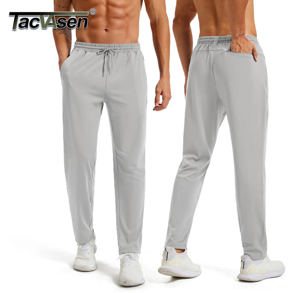 TACVASEN Men's Lightweight Joggers Stretch Tapered Sweatpants Zipper Pockets Sport Bottoms Workout Gym Running Athletic Pants