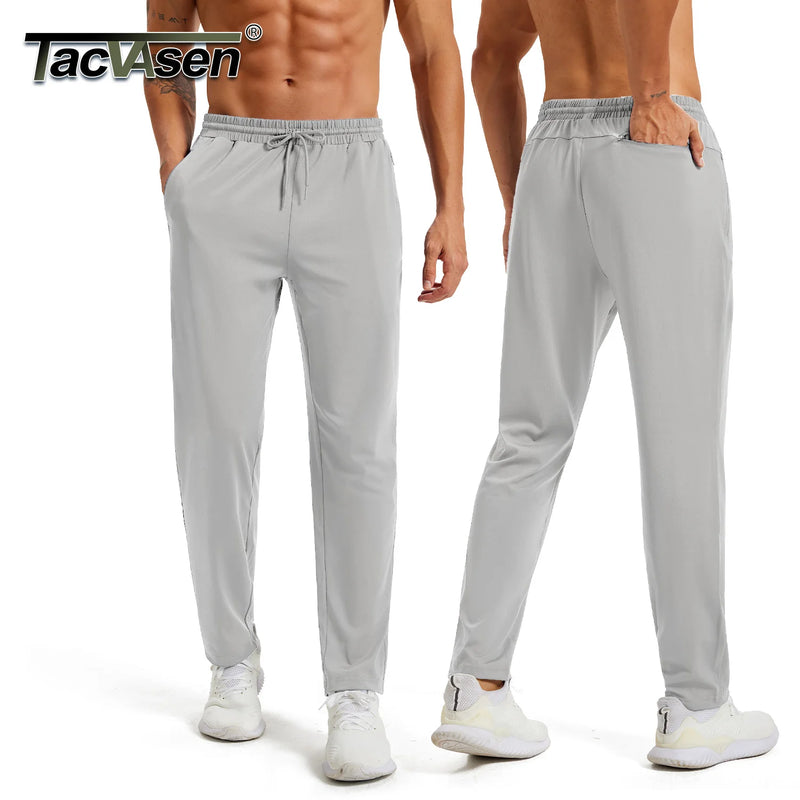 TACVASEN Men's Lightweight Joggers Stretch Tapered Sweatpants Zipper Pockets Sport Bottoms Workout Gym Running Athletic Pants
