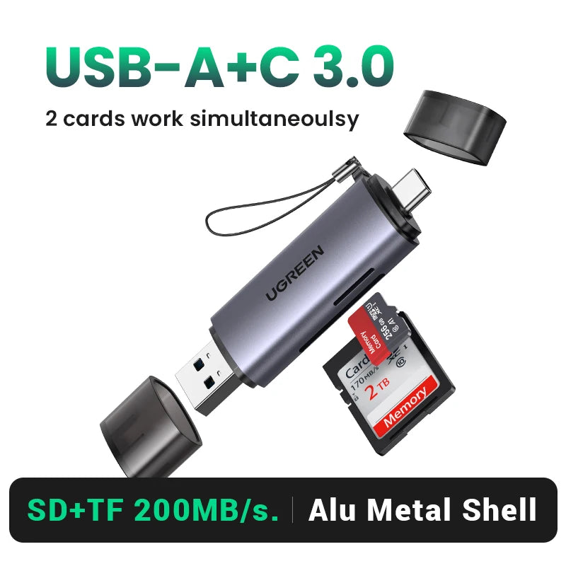 UGREEN Card Reader USB 3.0 to SD Micro SD TF Memory Card Adapter for PC Laptop Accessories Multi Smart Cardreader Card Reader