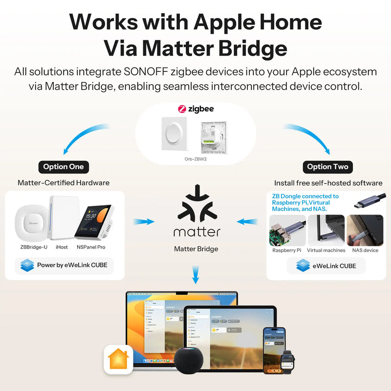 SONOFF Orb-ZBW2 Zigbee 2-Gang Smart Wall Switch MINI-ZB2GS-E 2-Channel 16A Total Load Zigbee Router Signal Booster Detach Relay