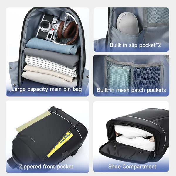Tigernu Fashion Backpack Men Travel Backpack With Shoes Pocket 180° Opening Bags Male School Backpack Laptop Backpacks Schoolbag