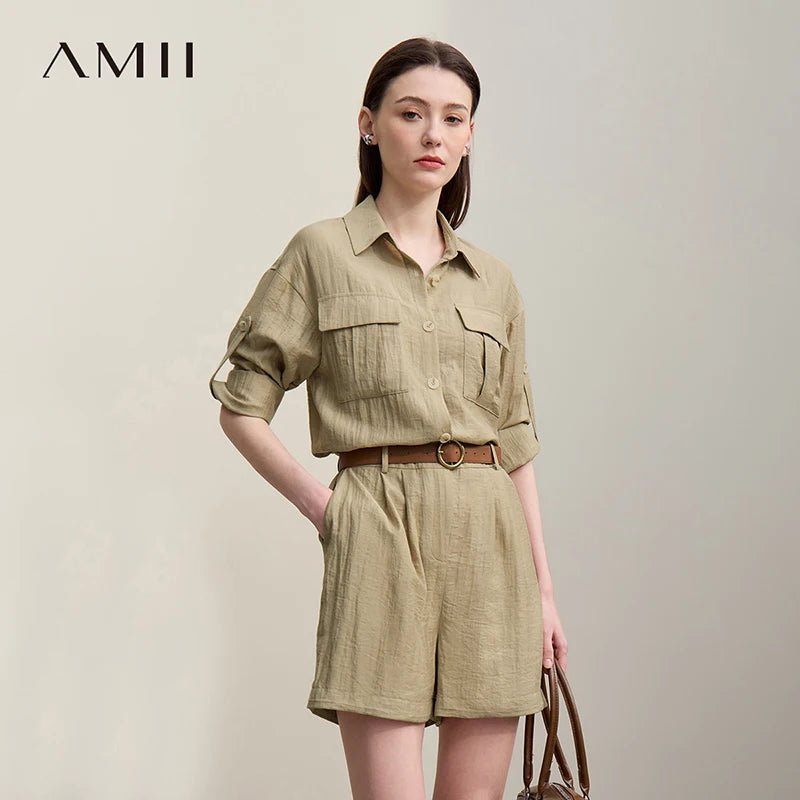 ឈុតអាវធំ Amii សម្រាប់នារី រដូវក្តៅ ឆ្នាំ២០២៦ ថ្មី ដៃវែង ចង្កេះខ្លី រលុង សម្រាប់នារី 12642034