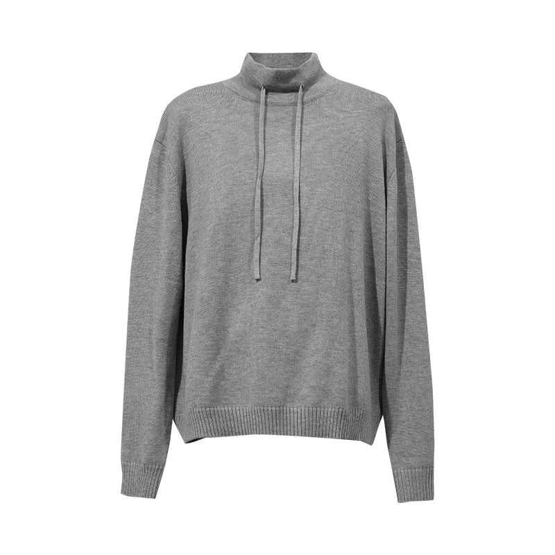 Amii Turtleneck Long Sleeve Knitted Pullover Women's Sweater Loose Fit Drop Shoulder Business Casual Minimalist Top 12623039