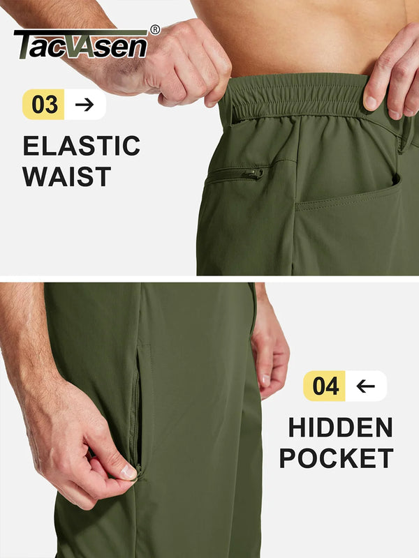 TACVASEN Mens Tactical Waterproof Work Fishing Straight Pants Lightweight Quick Dry Hiking Trousers Stretchy With Side Pockets