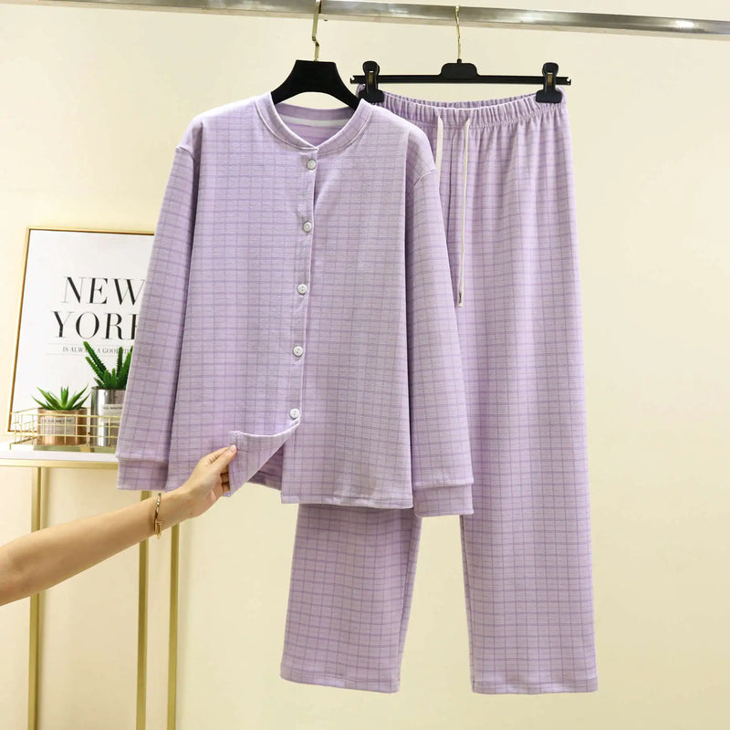 Pajama Woman Winter De Velvet Warm Sleepwear For Sleeping Clothes Casual Plaid Thicken Home Wear Suit Fleece Pyjamas Femme