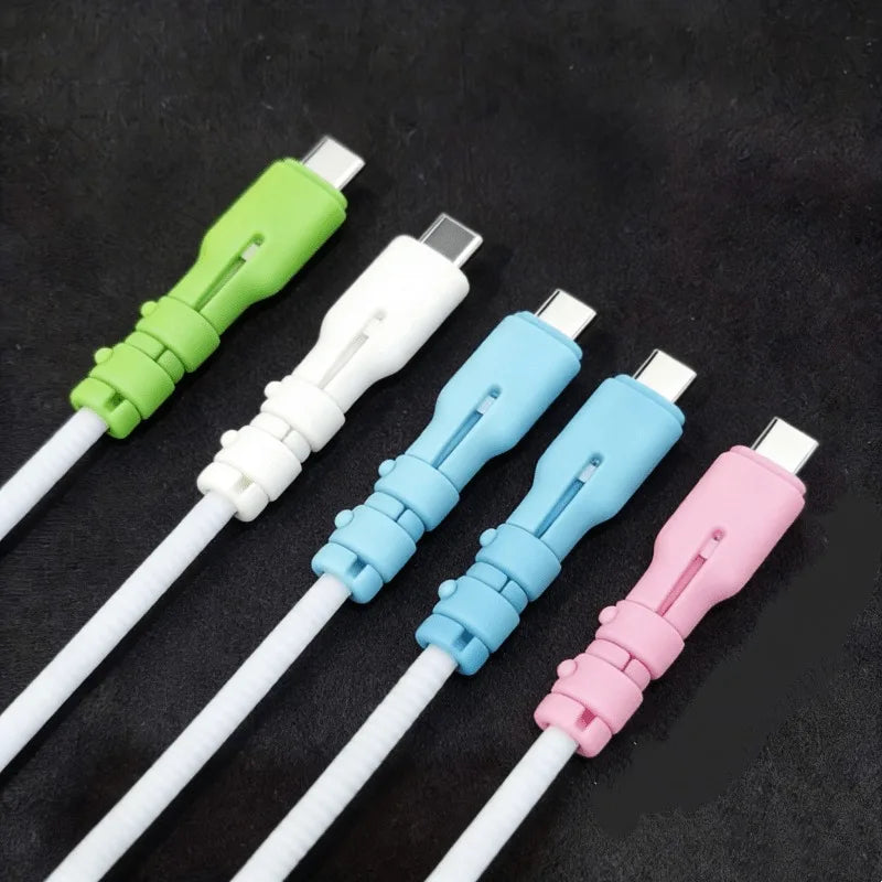 ស្រោមការពារខ្សែ USB-C ចំនួន 5/10 សន្លឹក ការពារការបាក់ ស័ក្តិសមសម្រាប់ស្មាតហ្វូន ថេប្លេត ឆបគ្នាជាមួយខ្សែទិន្នន័យ USB-C។