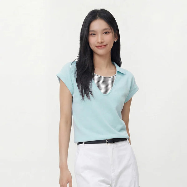 អាវយឺតប៉ូឡូនារី Semir ឆ្នាំ ២០២៦ ខ្លីឆ្នូតៗ ដៃអាវពីរជាន់ រំយោល ដៃអាវ Raglan ទន់ ធម្មតា