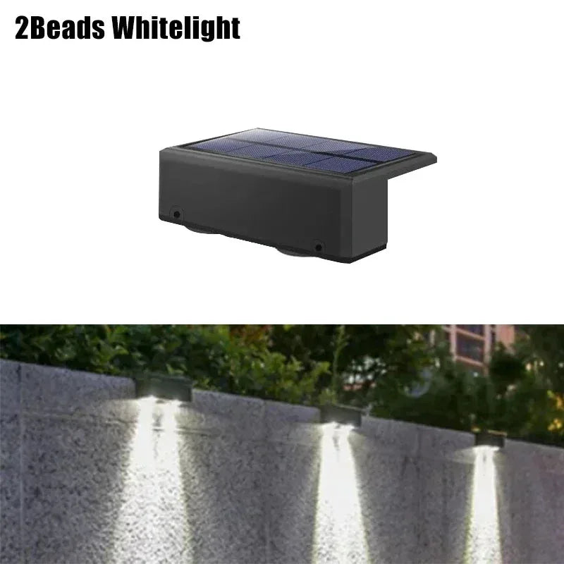 Solar Wall Lights 2 LED Solar Fence Lights Outdoor Waterproof Solar Deck Light  for Fence Post Yard Pathway Landscape Decor
