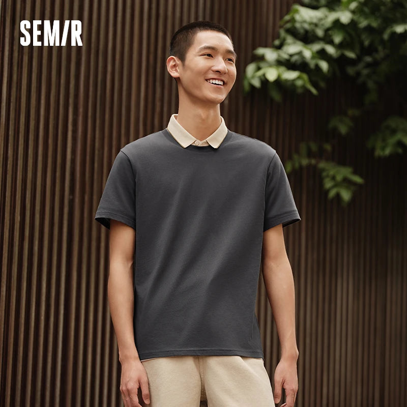Semir Minimalist Tshirt Unisex Summer Solid Color Slim Fit Daily Commute Versatile Top Comfortable Basic Wear