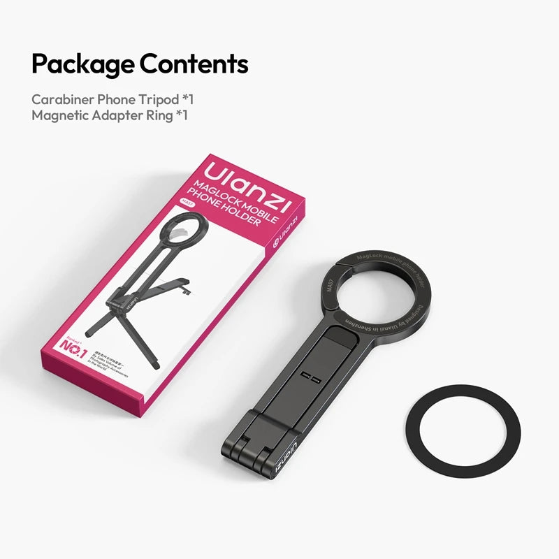 Ulanzi MA57 Magsafe Carabiner ជើងទម្រទូរស័ព្ទ ជាមួយទំពក់ សម្រាប់ iPhone 17 16 15 Pro Max Android Vlog ផ្សាយផ្ទាល់