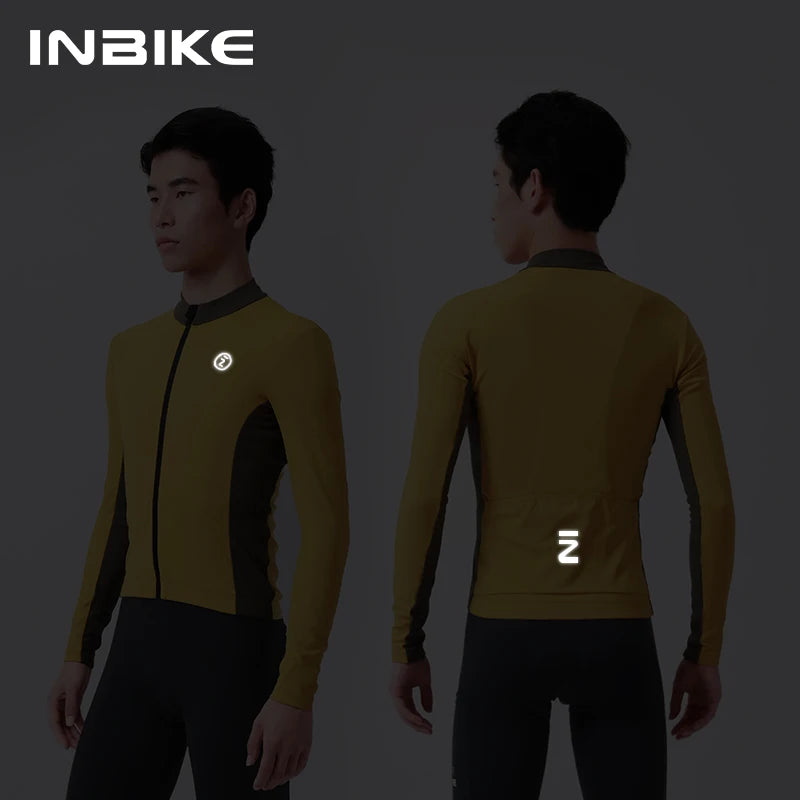 INIBKE Winter Men's Cycling Long Sleeve Jersey Thermal Bicycle Top Mountain Biking Riding Jersey Man Outdoor Sportswear Clothes