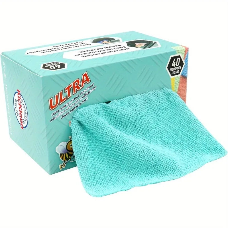 1Box/40pcs Microfiber Cleaning Cloth,Disposable Lint Free Towels, Bulk Rags in a Box for Home Kitchen and Car, 8 Inch X 8 Inch.