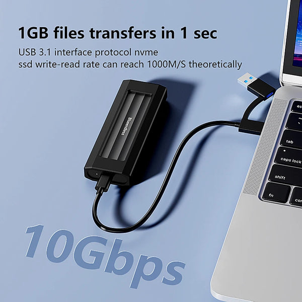 ប្រអប់ Blueendless M.2 NVMe SATA SSD ប្រអប់ខាងក្រៅអាលុយមីញ៉ូម ssd ដែលមិនប្រើឧបករណ៍ 10Gbps M.2 NVMe ទៅ USB សម្រាប់ PCIe NVMe និង SATA SSD