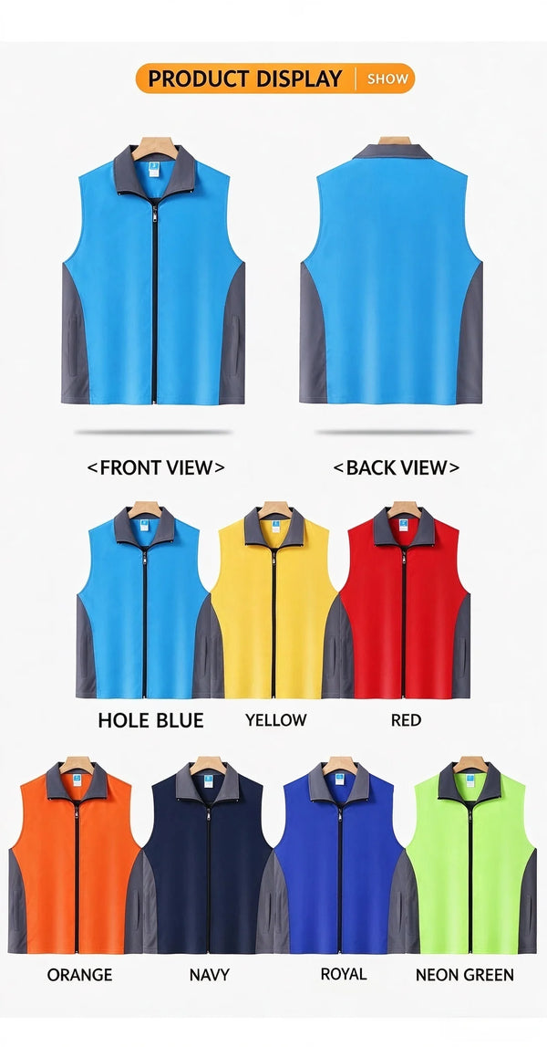 Color matching zipper pocket compound waistcoat printed logo work clothes volunteer activities vest public welfare vest