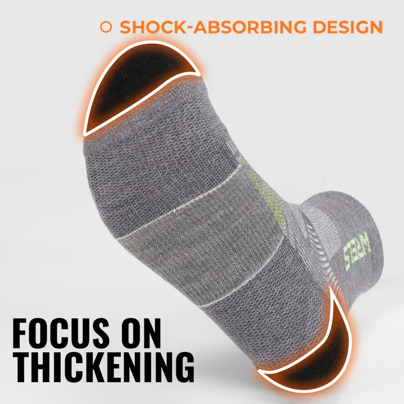 WRELS 1/2/3pairs Merino Wool Ankle Hiking Running Socks Compression Support Thick Cushion Moisture Wicking Breathable Socks