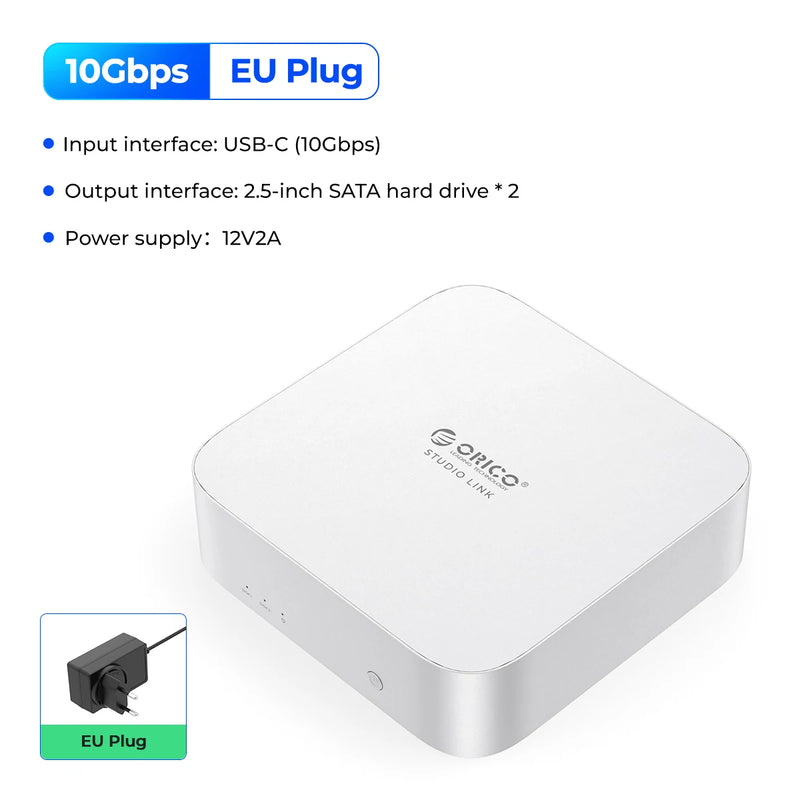 ORICO StudioLink External Hard Drive Enclosure 2.5-inch SATA External USB 3.2 to SATA 10Gbps Hard Drive Enclosure for Mac mini