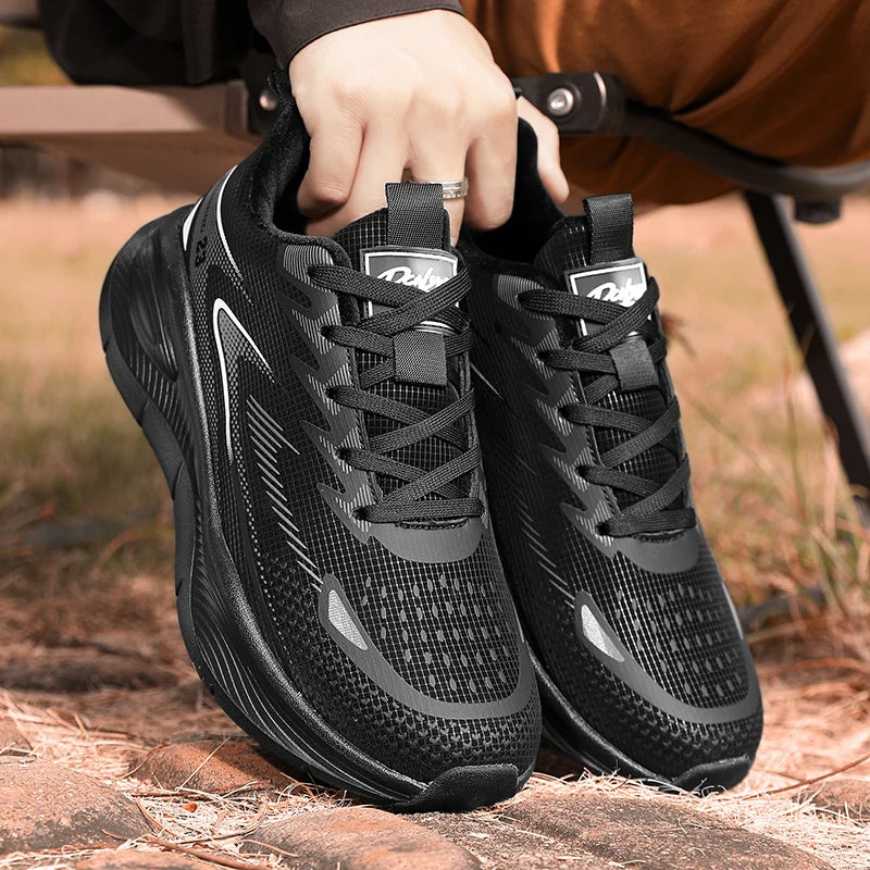 Mens Running Shoes 2025 New Mesh Breathable Comfortable Sports Shoes Trendy Casual Flat Lace-up Sneakers for Men