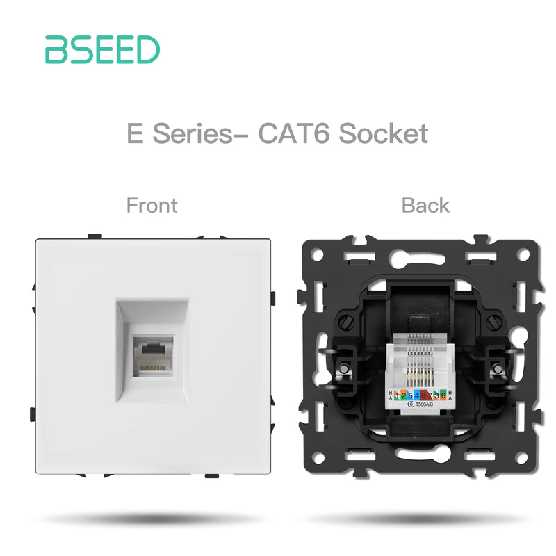 BSEED Wall Button Switch 1/2Gang USB Type-C Wall Socket Module Part Internet TV Telephone Socket Plastic Frame DIY Function Part