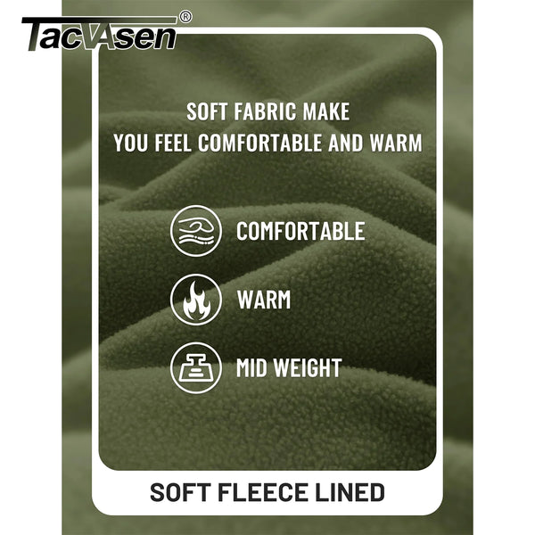 TACVASEN Stand Collar Fleece Jackets Mens Thermal Warm Full Zip Work Jacket Outdoor Trekking Hiking Jackets Windbreaker