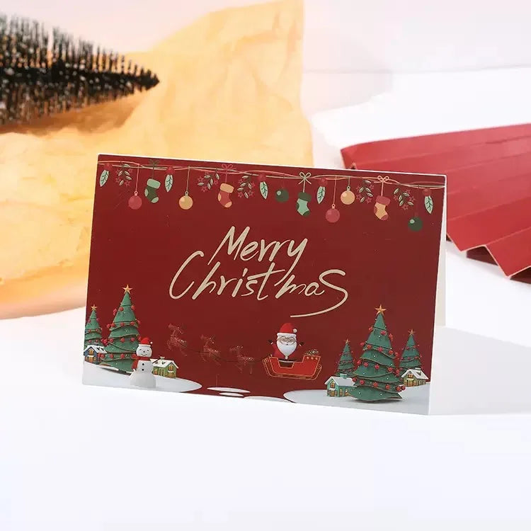 Merry Christmas Greeting Card Handwritten Blessing Card For Christmas Eve New Year Gift Card Flower Gift Accessory Holiday Party