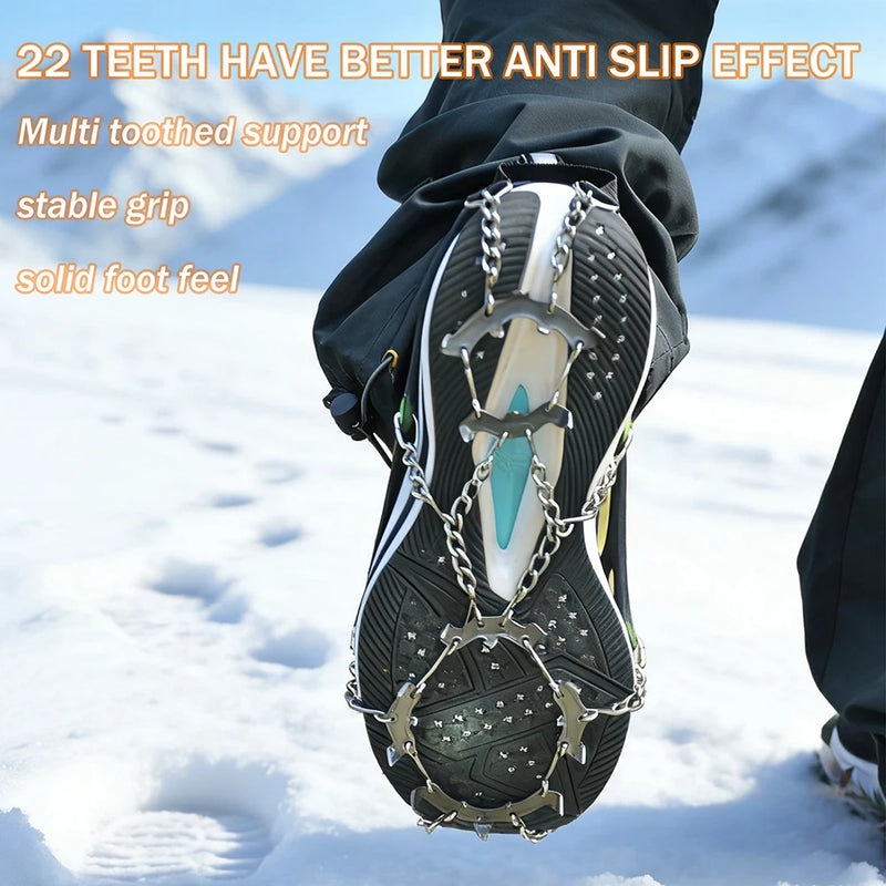 BRS 22 Teeth Snow Spikes Claws Grips Boots Cover Ice Gripper Outdoor Winter Hiking Climbing Crampons Cleats Chain Spike for Shoe