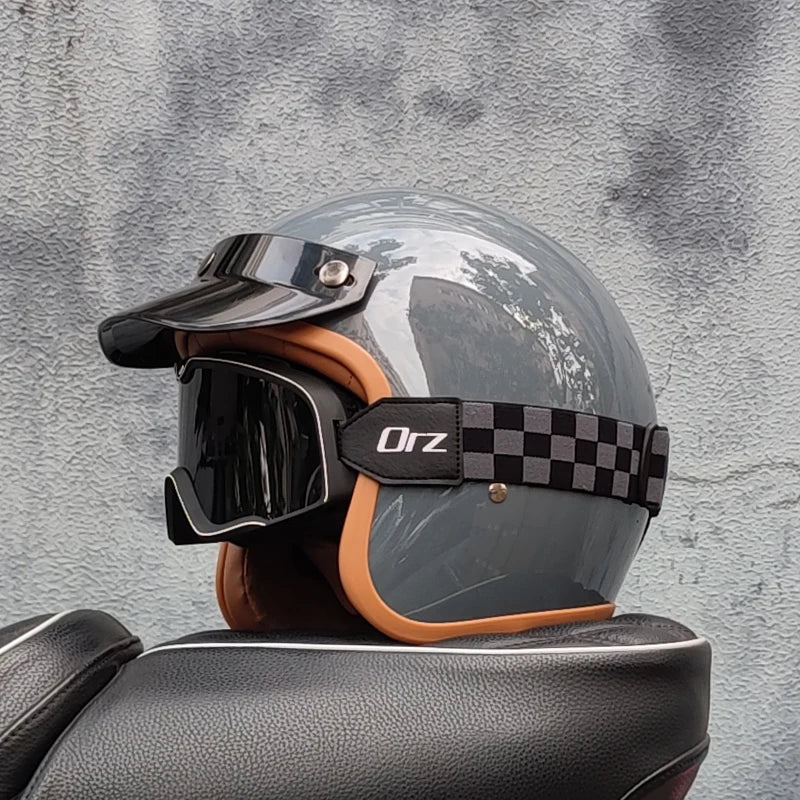 3/4 open face Three-quarters retro helmet motorcycle for men and women winter warm cruise American half helmet DOT Approved