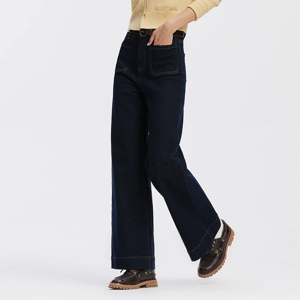 ខោខូវប៊យ Semir សម្រាប់នារី Panel Raw Hem Flare Leg Retro Street Style ខោ Denim វែងស្ដើង រដូវផ្ការីក ស្លៀកប្រចាំថ្ងៃបែបទីក្រុង 2026