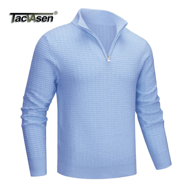TACVASEN Men's Winter Quarter Zip Knitted Sweater Soft Pill proof Long Sleeve Sweaters Winter And Autumn Warm Pullover Sweaters