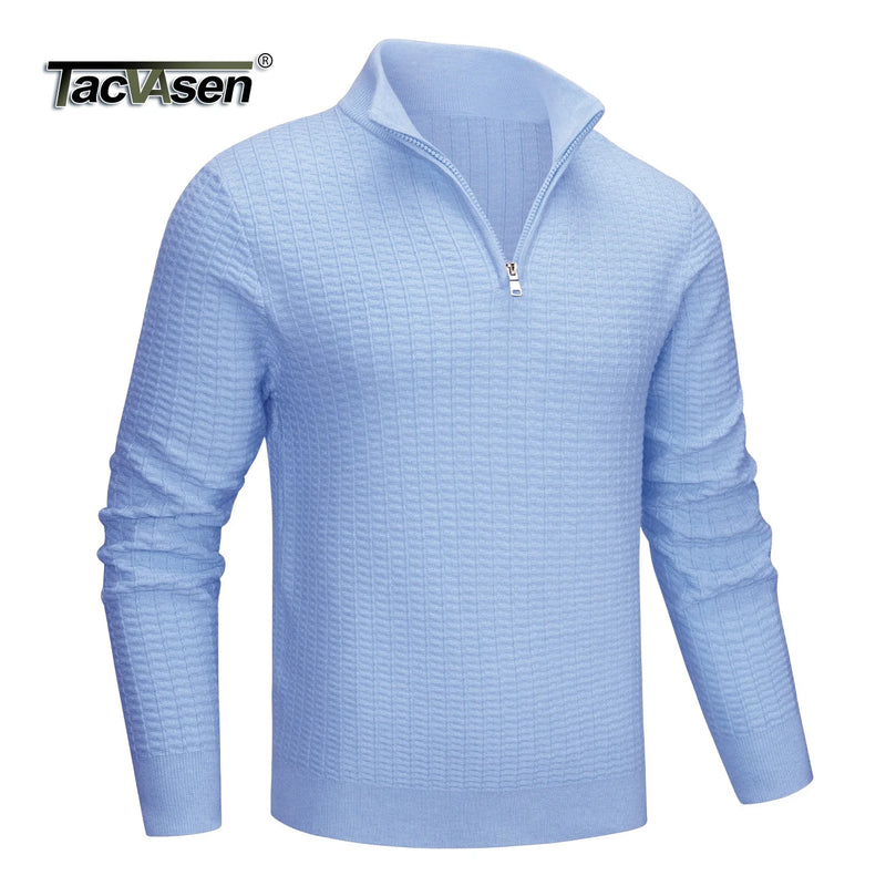 TACVASEN Men's Winter Quarter Zip Knitted Sweater Soft Pill proof Long Sleeve Sweaters Winter And Autumn Warm Pullover Sweaters