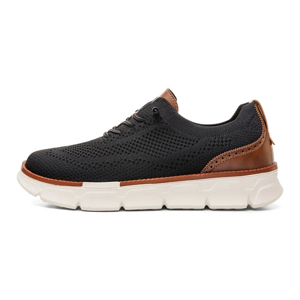 Wide Toe Men Breathable Knit Oxford Shoes Slip on Business Platform Sneakers Comfort Walking Shoes for Wide Feet & Swollen Feet