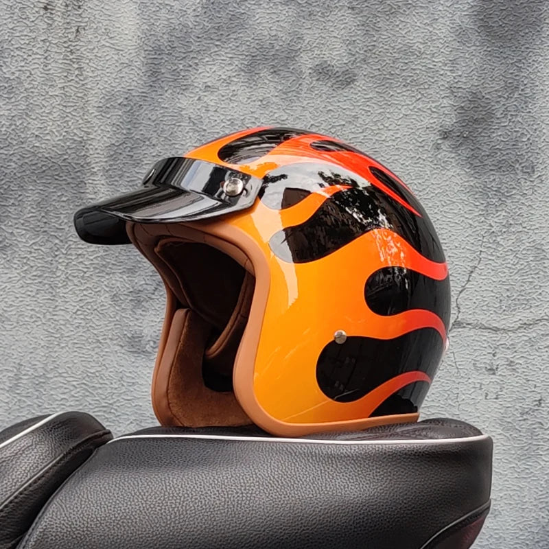 DOT Approved Retro Motorcycles Helmets 3/4 Open Face Helmet Moto Suitable For Men And Women