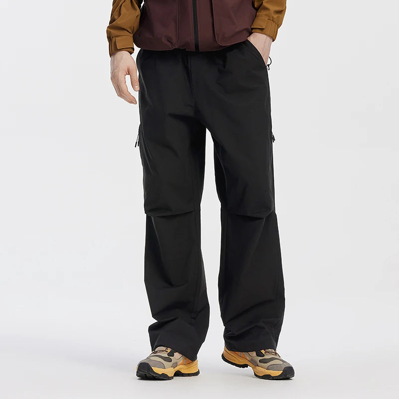 Semir Men Pants Elastic Waist Loose Straight Knee Pleat Outdoor Utility Cargo Casual Autumn Trousers Daily Wear 2026