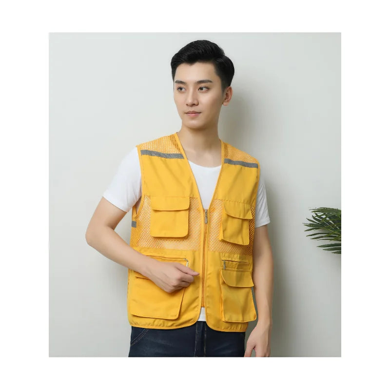 V-Neck Three-Dimensional Pocket Fishing Net Breathable Vest Multi-Pocket Fishing Work Clothes Custom Logo Group Uniforms