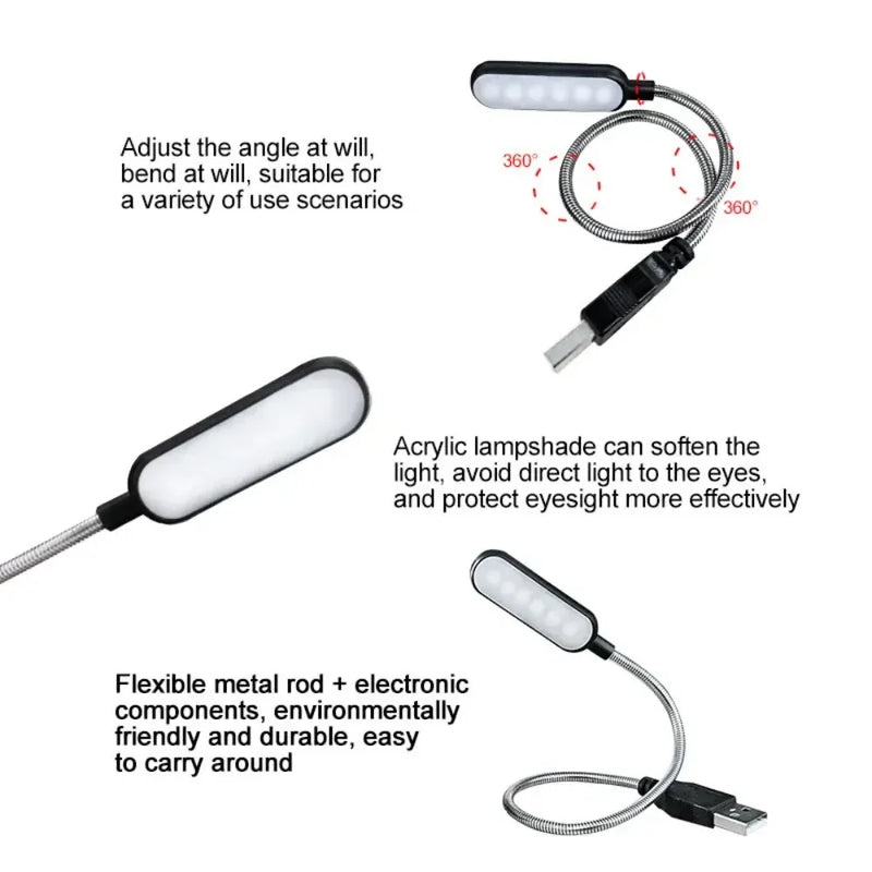 ភ្លើង LED USB ខ្នាតតូច ដែលអាចយកតាមខ្លួនបាន ភ្លើងសៀវភៅ ចង្កៀងអានសៀវភៅ ចង្កៀងរាត្រី អាចបត់បែនបាន សម្រាប់ដាក់លើ Power Bank កុំព្យូទ័រយួរដៃ កុំព្យូទ័រយួរដៃ ពណ៌ខៀវ