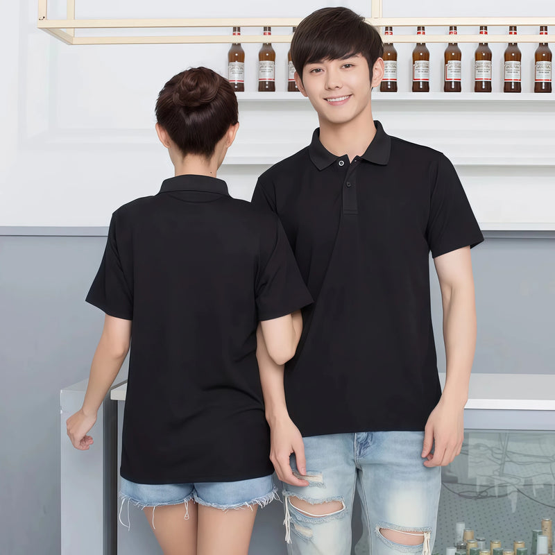 Men's Short-Sleeved Summer T-Shirt Quick-Drying Lapel POLO Shirt Bird's Eye Fabric Breathable Cool Team Uniform