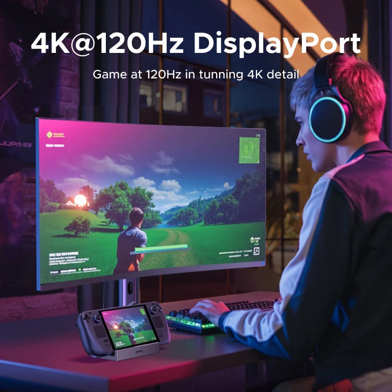 UGREEN Steam Deck Docking Station 10Gbps USB-C to 4K120Hz DisplayPort Gigabit RJ45 PD100W TF/SD for PC iPad Rog Ally/X Legion Go