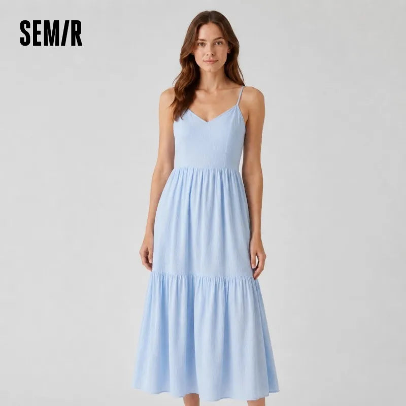 Semir Women Dress Jacquard Textured Drape Halter Neck Sexy Gentle Temperament 2026 Summer Romantic Casual Fashion Top