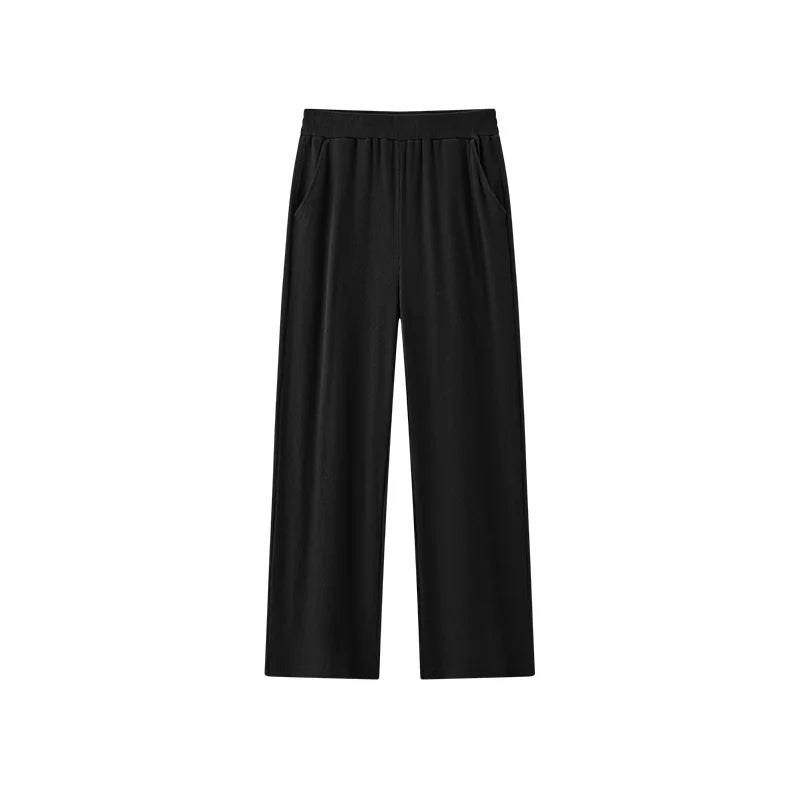 Semir Women Loungewear Pants Rib Texture Loose Straight Elastic Waist Home Casual Outside Wear Autumn Bottoms 2026
