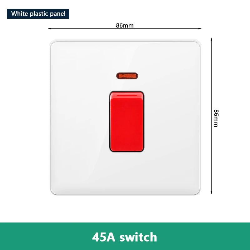 EU RU UK 20A 45A High Power Wall Switch,Korea Standard Plastic Panel ON OFF Rocker Switch for Water Heater Light Air Conditioner