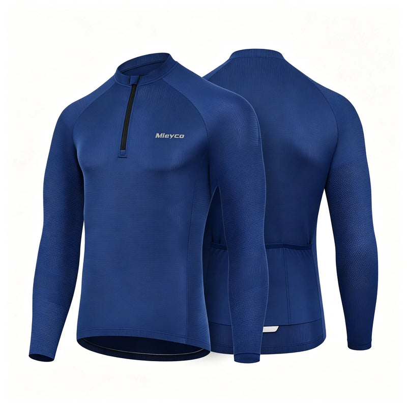 Men's Long Sleeve Reflective Cycling Jersey, Slim Fit Quick Dry Breathable With Rear Pockets for MTB Road Bike Riding Maillot