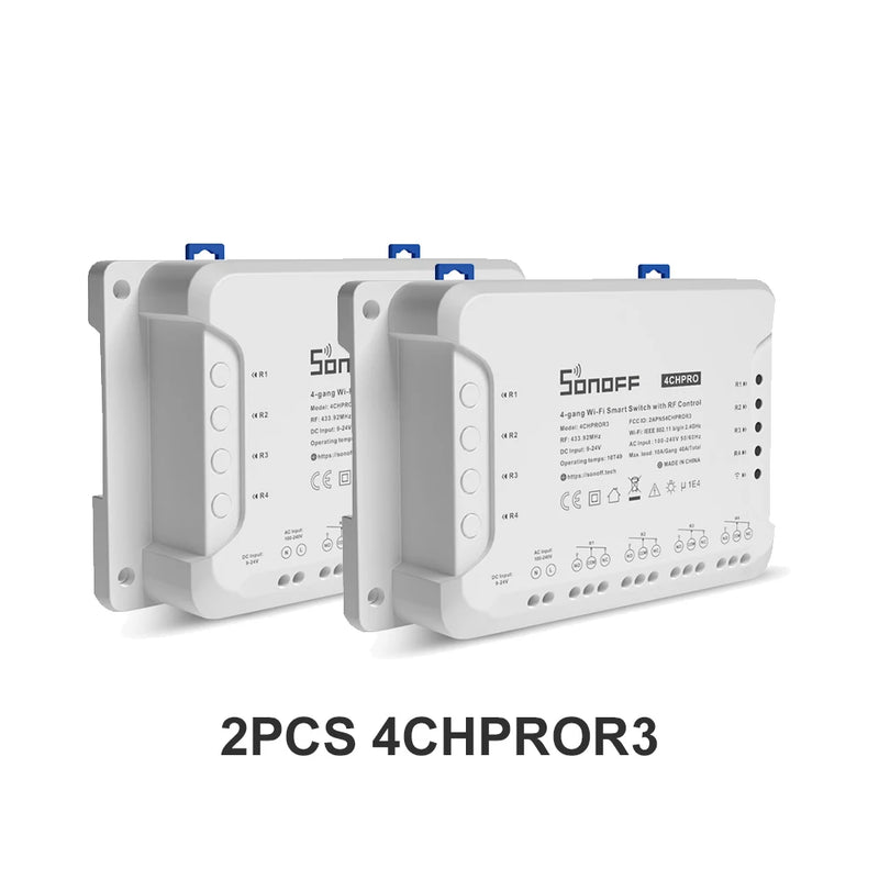 SONOFF-WiFi Smart Switch Module, Voice Control, Interlock Inching Mode via eWeLink App, Support Alexa and Google, 4CHR3/4CHPROR3