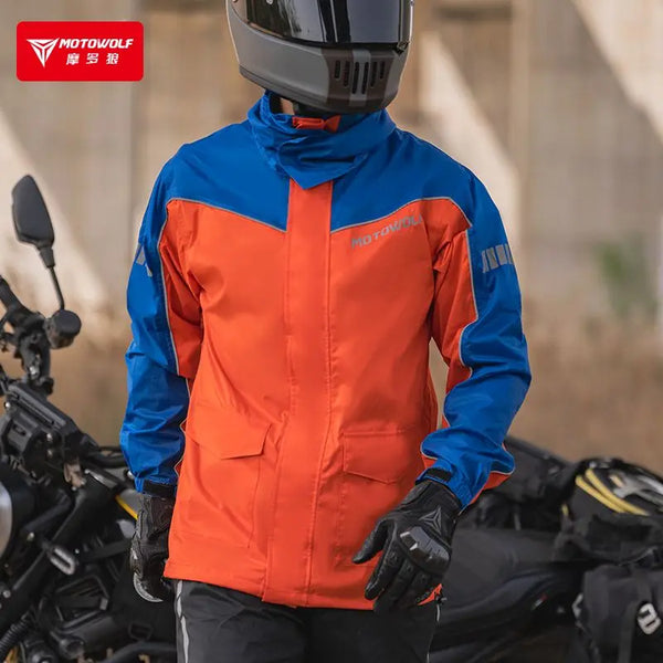ឈុតអាវភ្លៀងជិះម៉ូតូ Motowolf ការពារទឹកជ្រាប ការពារខ្យល់ ខោបំបែក ឈុតភ្លៀងម៉ូតូ សម្ភារៈភ្លៀង