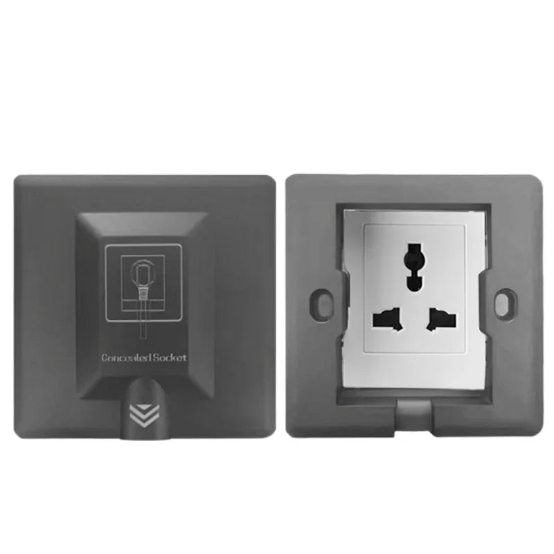UK Plug 13A Wall Embedded Socket Panel, Hidden Wall 220V Electrical Socket, Model 86 Refrigerator Invisible Power Outlet