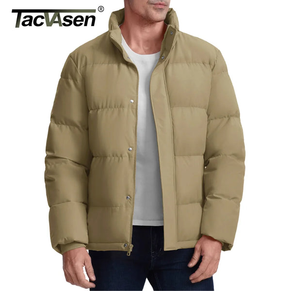 TACVASEN Winter Down Jackets Mens Stand Collar Quilted Jackets Water Resistant Lightweight Puffer Jacket Windbreaker Coats Male